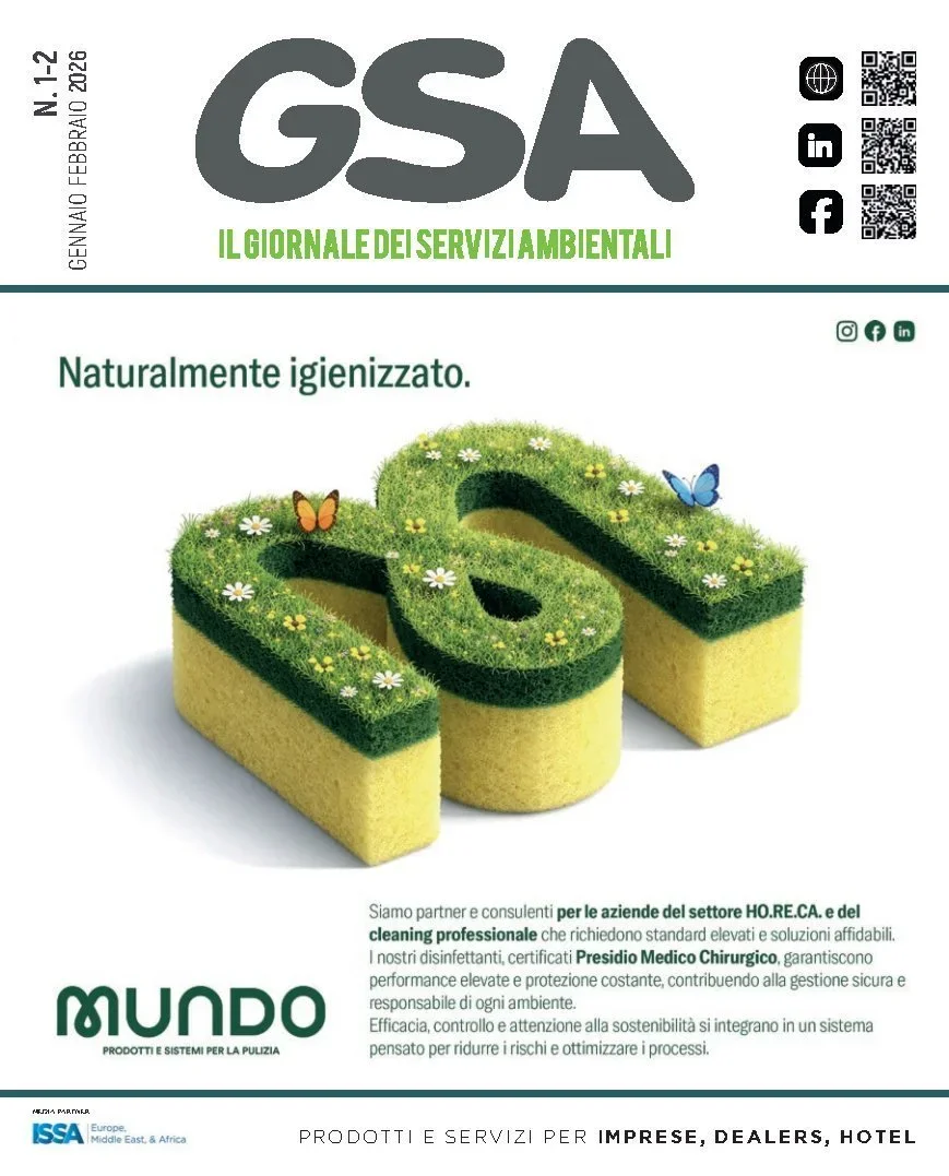 GSA magazine januari-februari 2026: nieuwste editie Italiaanse schoonmaaksector